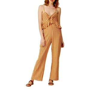 SAYLOR Laken Gingham Flutter Southern Charm Wide Leg Jumpsuit